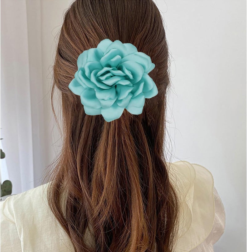Decixde Satin Fabric Rose Flower Brooches - Handmade Floral Accessory for Wedding Party Dance Banquet Ceremony - Size: 4.72in - Image 2